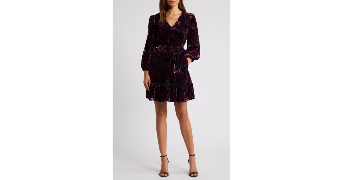Eliza J Long Sleeve Burnout Velvet Cocktail Dress in Black | Lyst Eliza J Long Sleeve Burnout Velvet Cocktail Dress in Black | Lyst