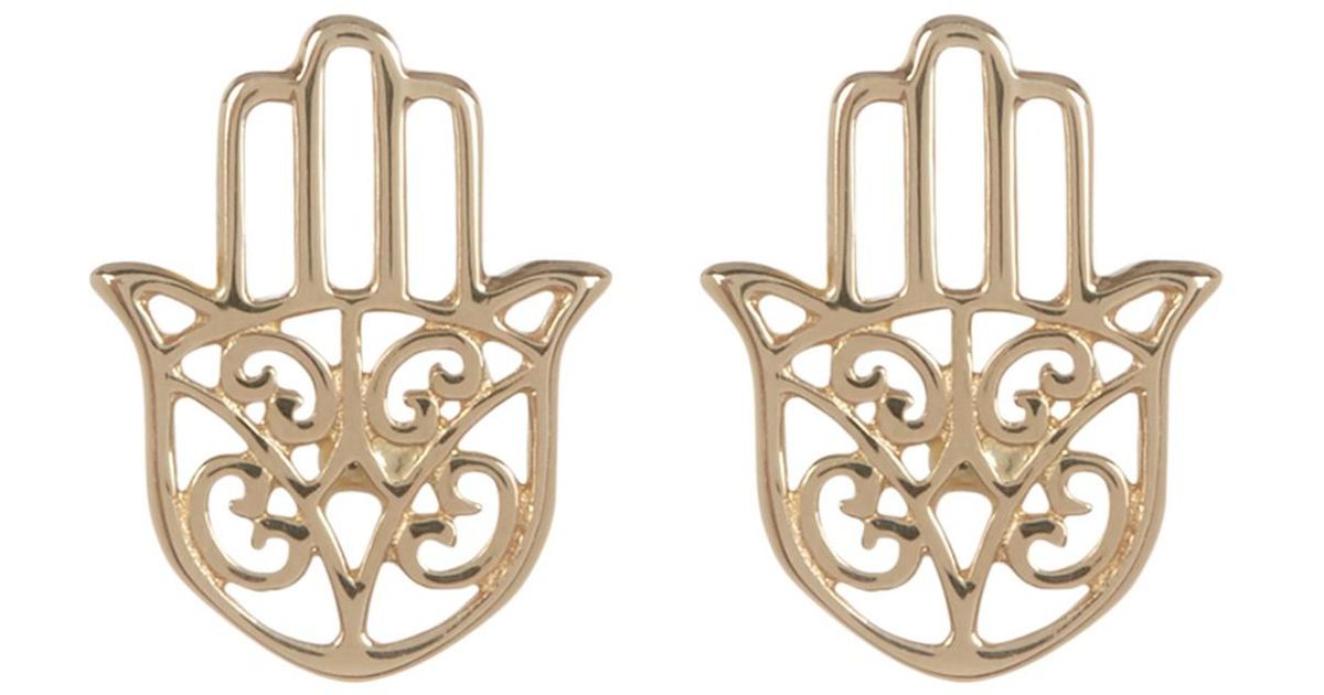 Lyst Karat Rush 14k Yellow Gold Hamsa Earrings In