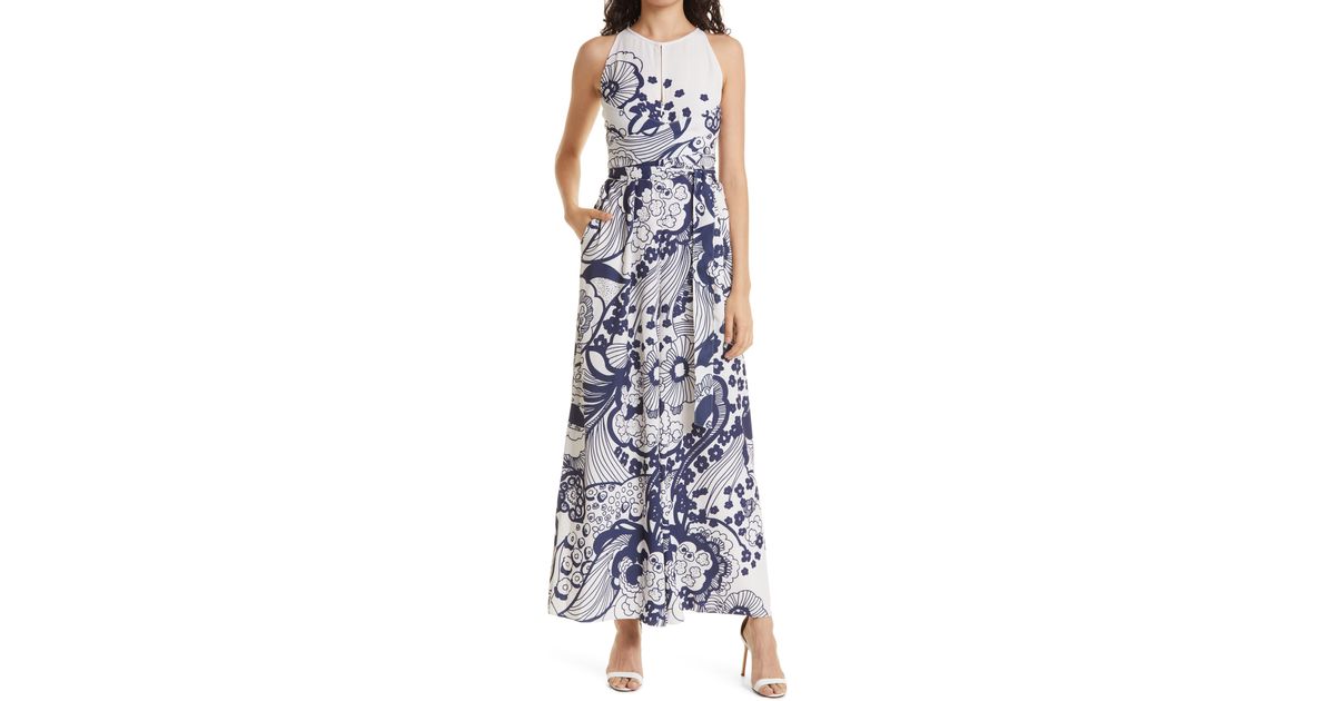 Ted Baker Analena Floral Wide Leg Jumpsuit in White | Lyst