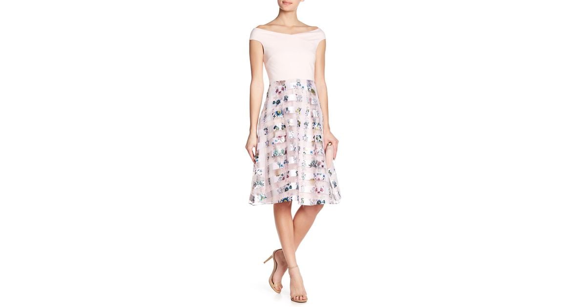 ted baker pink off the shoulder dress