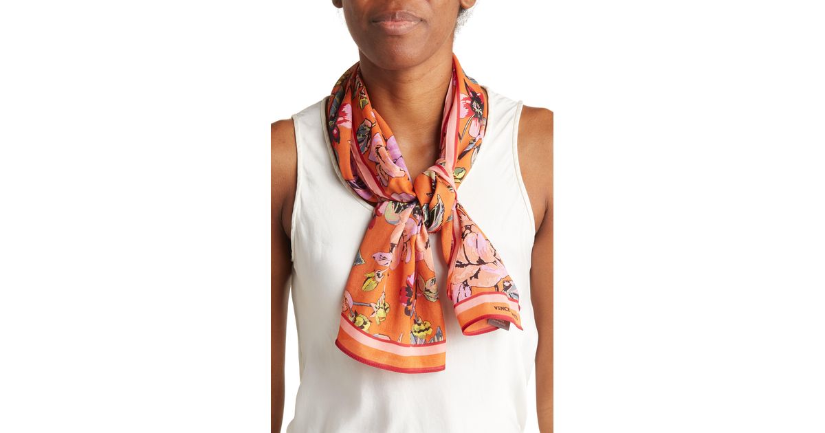 Vince Camuto Wallpaper Floral Silk Blend Oblong Scarf In Rust At