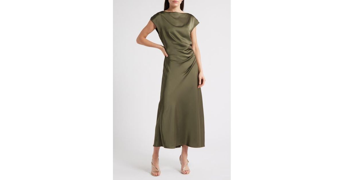 sam edelman gathered satin dress Sam Edelman Women's Slim Side-Cinched Maxi Dress - Bronze