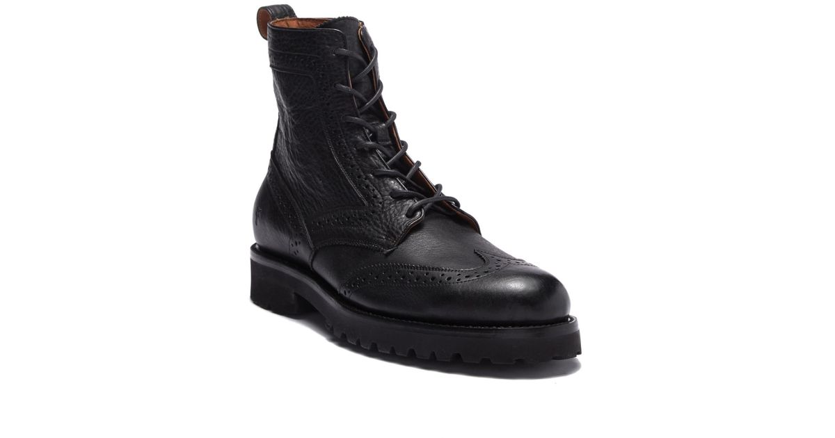 Frye Leather Earl Wingtip Boot in Black 