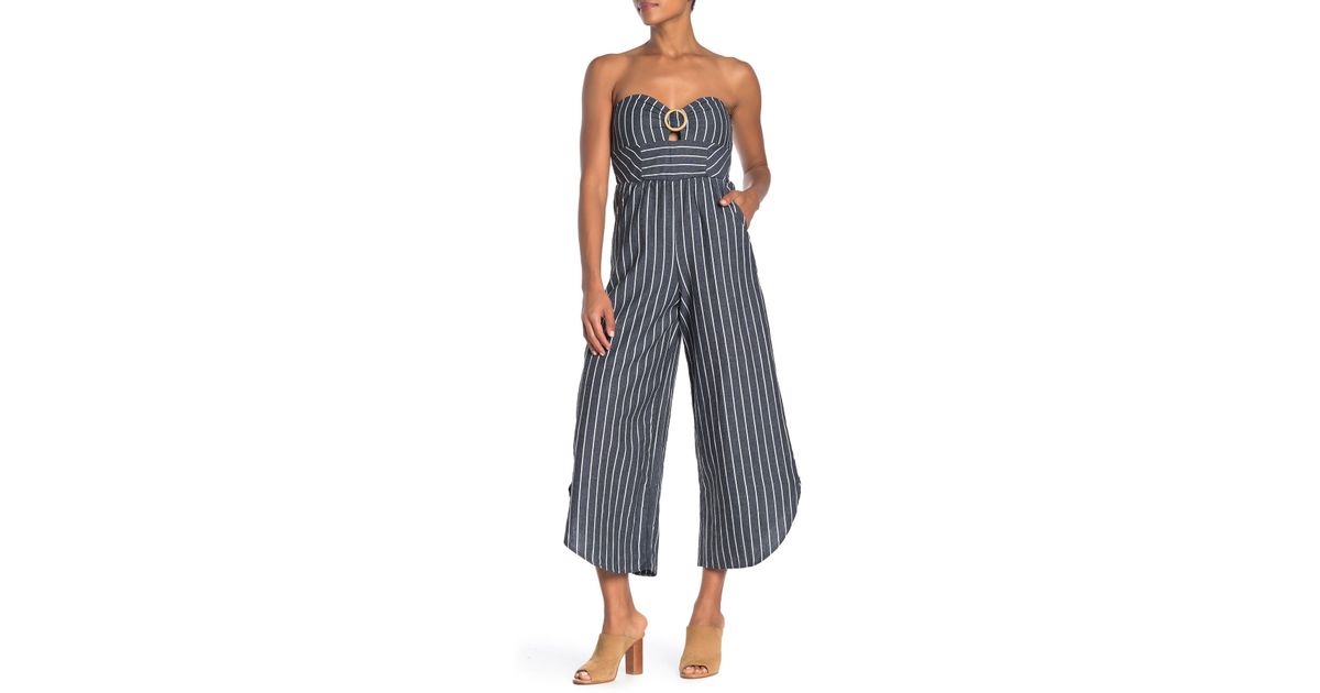 striped tube jumpsuit