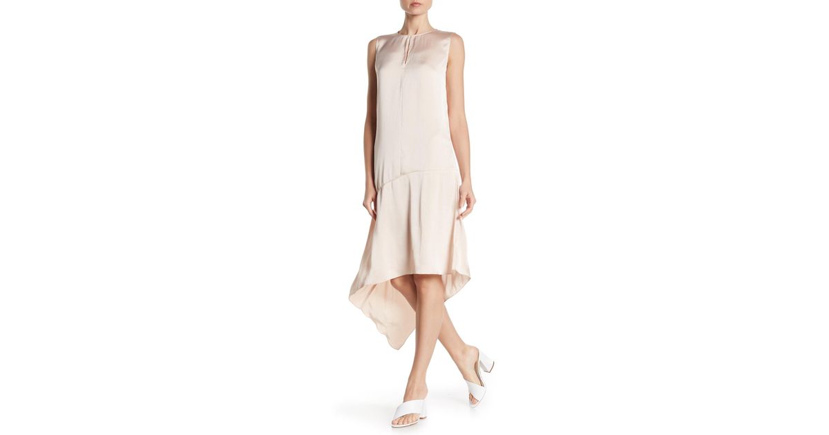 sleeveless eggshell pink shift dress