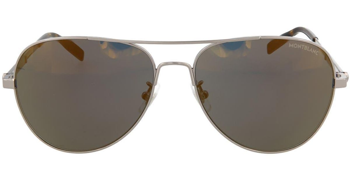 Montblanc 60mm Aviator Sunglasses In Ruthenium Gold At Nordstrom Rack