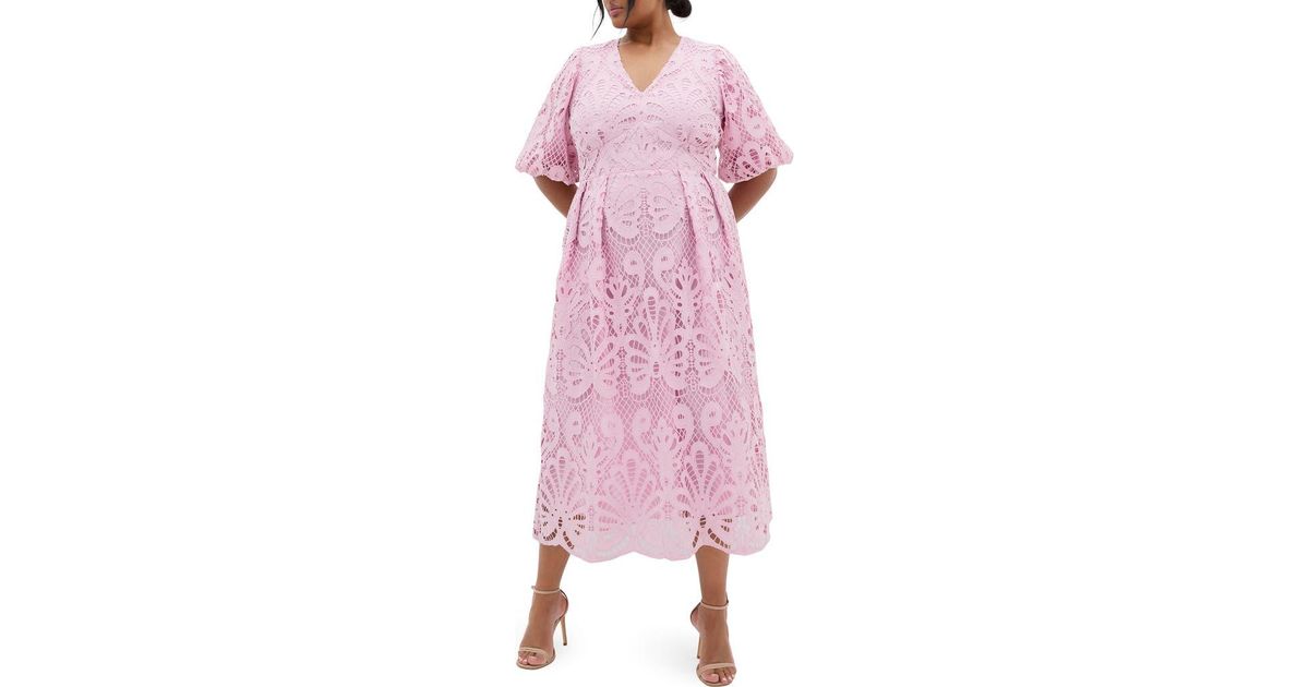 City Chic Kylee Lace Maxi Dress in Pink | Lyst