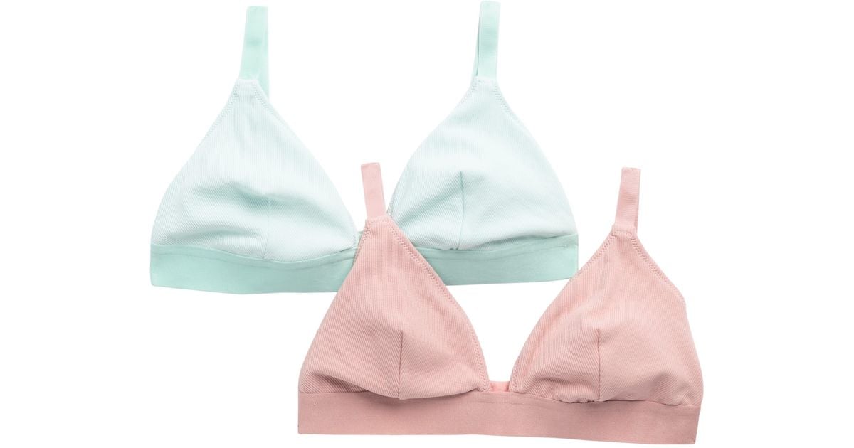ASOS 2pack Ribbed Stretch Cotton Triangle Bralettes in Pink Lyst