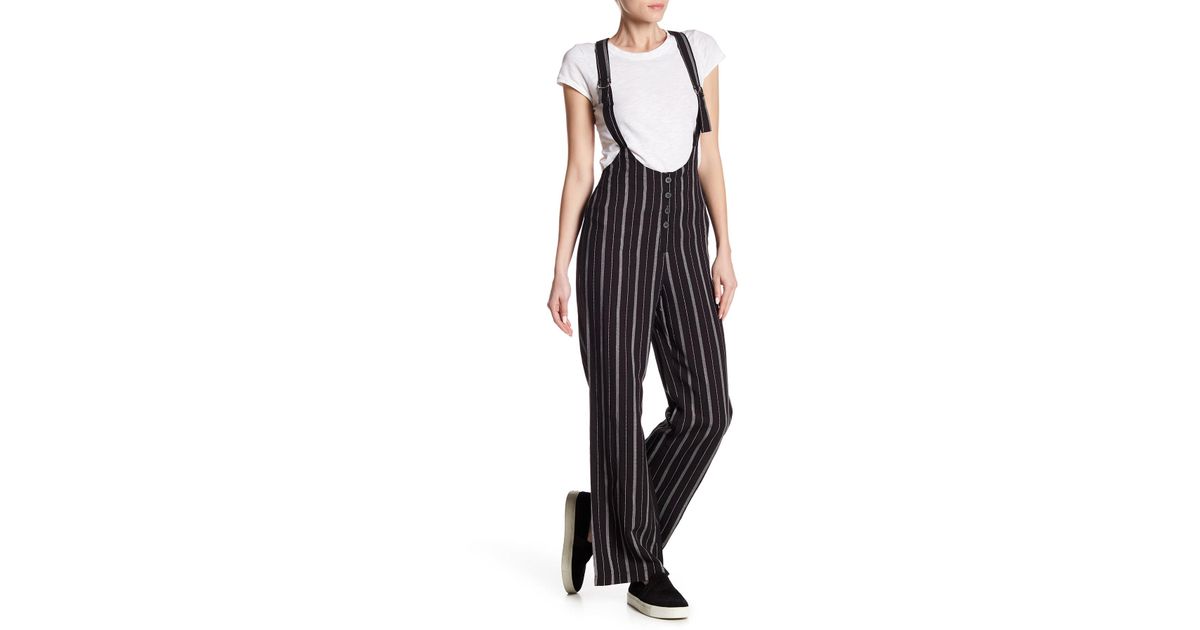 striped suspender jumpsuit