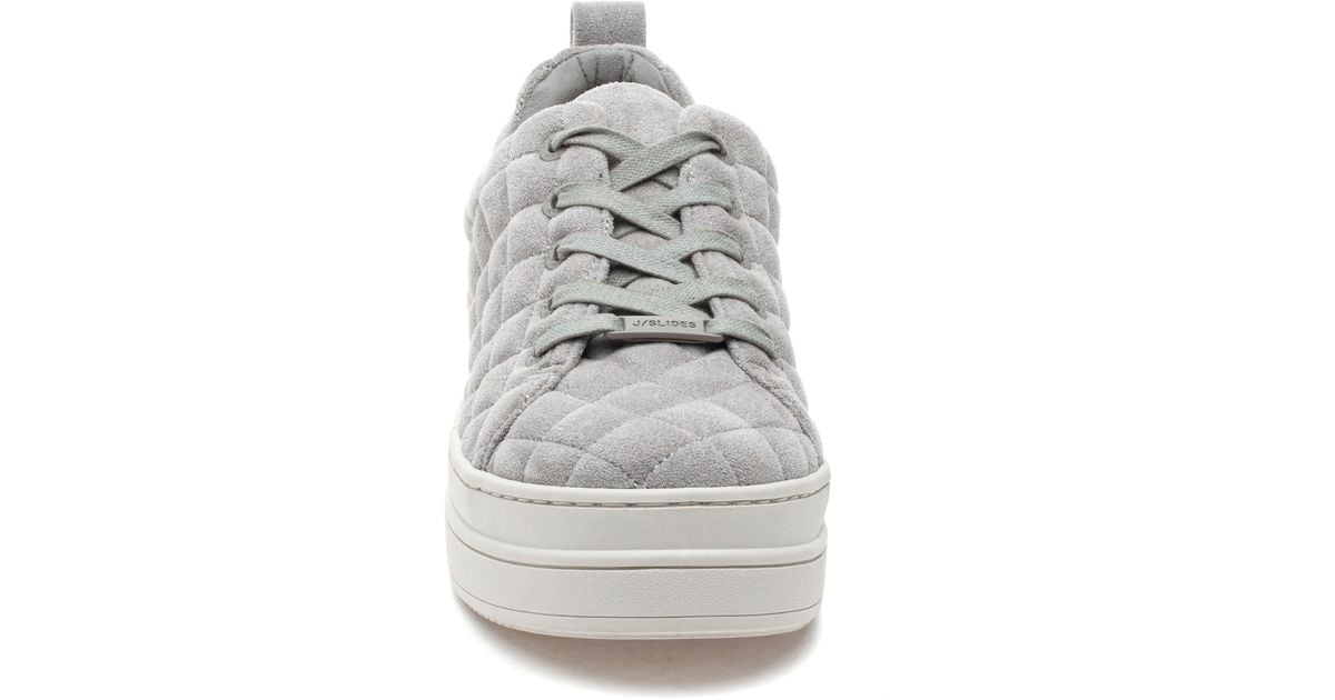 J/Slides Nona Quilted Platform Sneaker In Grey Faux Suede At Nordstrom