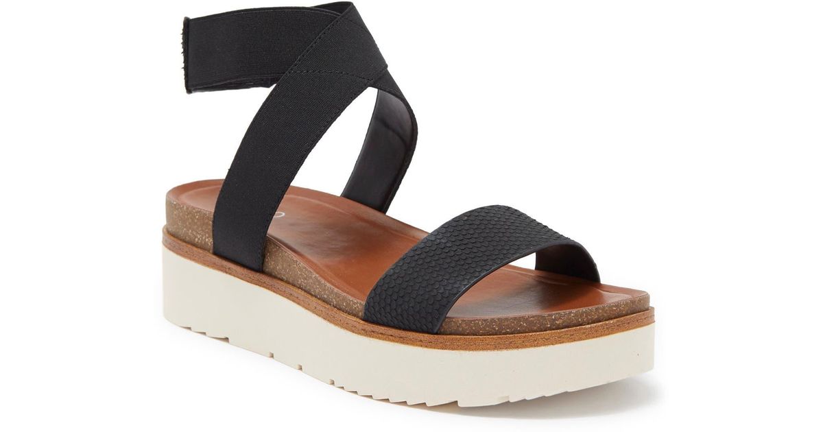 Franco Sarto Parton Snake Embossed Platform Sandal In Black At Nordstrom Rack - Lyst