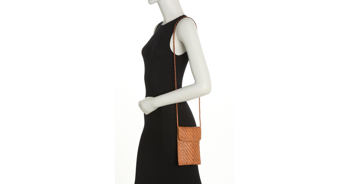 Loeffler Randall Nora Woven Leather Crossbody Phone Bag In Timber At