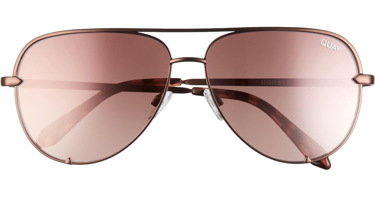 Quay High Key 68mm Aviator Sunglasses In Bronze /brown To Pink Mirror