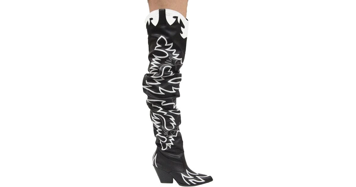Cape Robbin Kelsey Thigh High Cowboy Boot in Black | Lyst