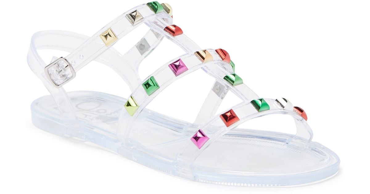 Olivia Miller Studded Jelly Sandal In White | Lyst