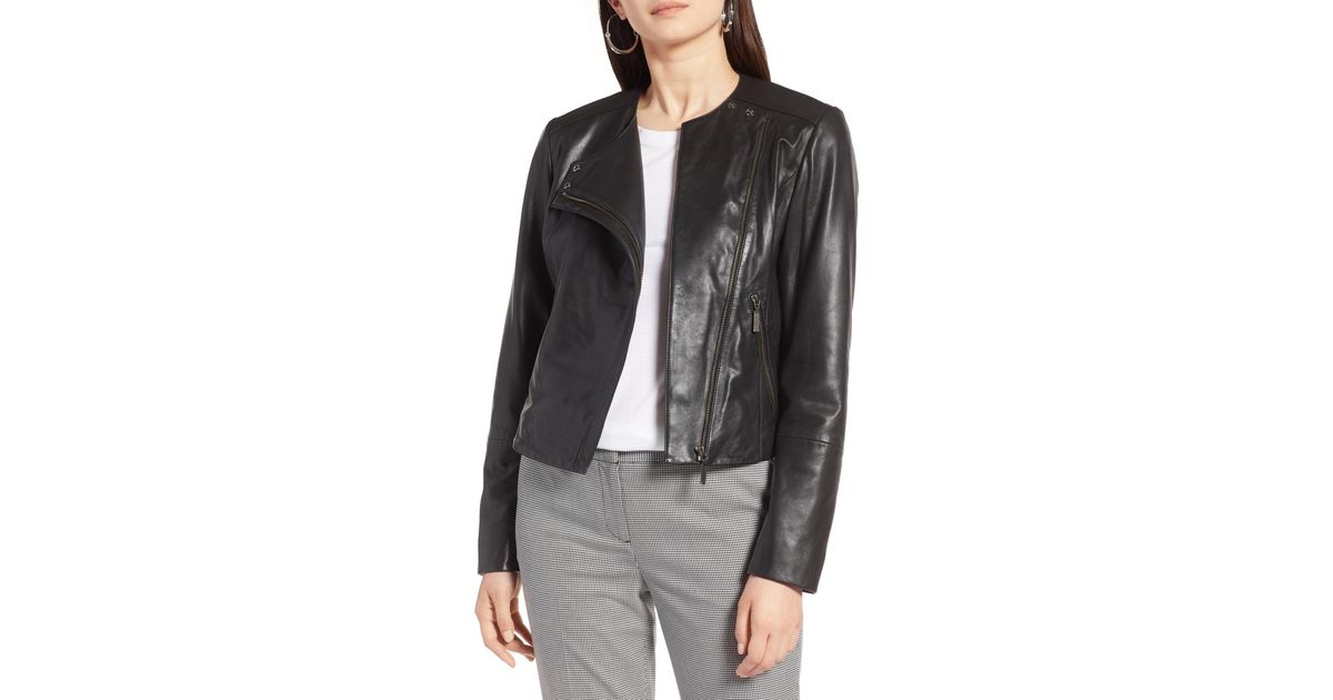 halogen black leather jacket