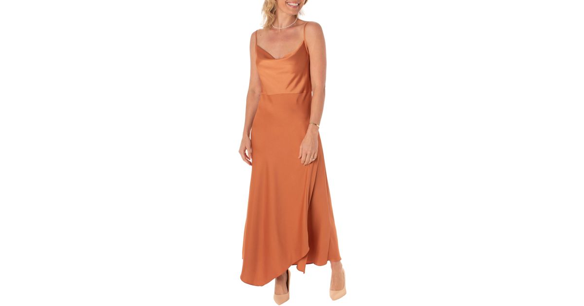 Taylor Dresses Drape Satin Maxi Dress In Bronze At Nordstrom Rack in