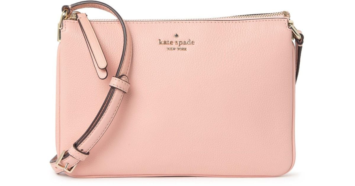 Kate Spade Triple Gusset Leather Crossbody Bag in Pink - Lyst
