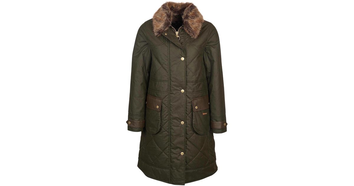 Barbour Golspie Waxed Cotton Jacket With Removable Faux Fur Collar In  Archive Olive/classic At Nordstrom Rack in Green | Lyst