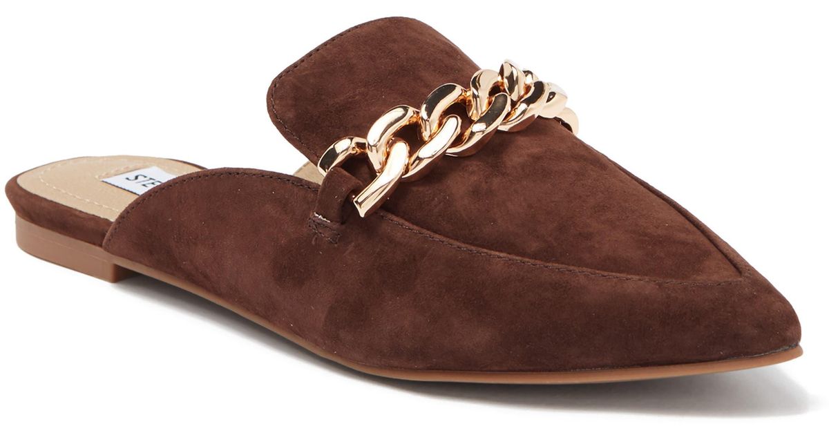 Steve Madden Pointy Toe Chain Mule In Chocolate Suede At Nordstrom Rack ...