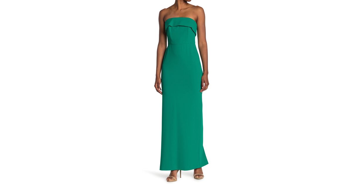 Calvin Klein Strapless Foldover Gown in Green