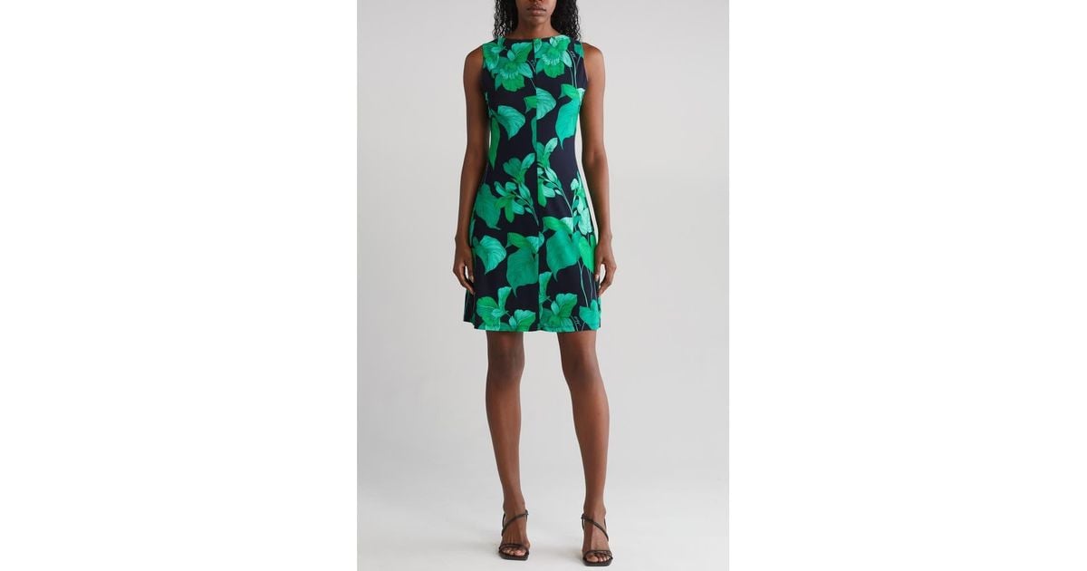 Tommy Hilfiger Jersey Island Leaf Shift Dress in Green | Lyst