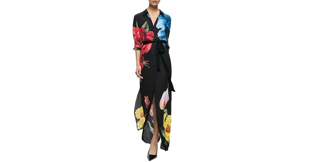 Alice + Olivia Le Parisien Chassidy Maxi Shirtdress in Black