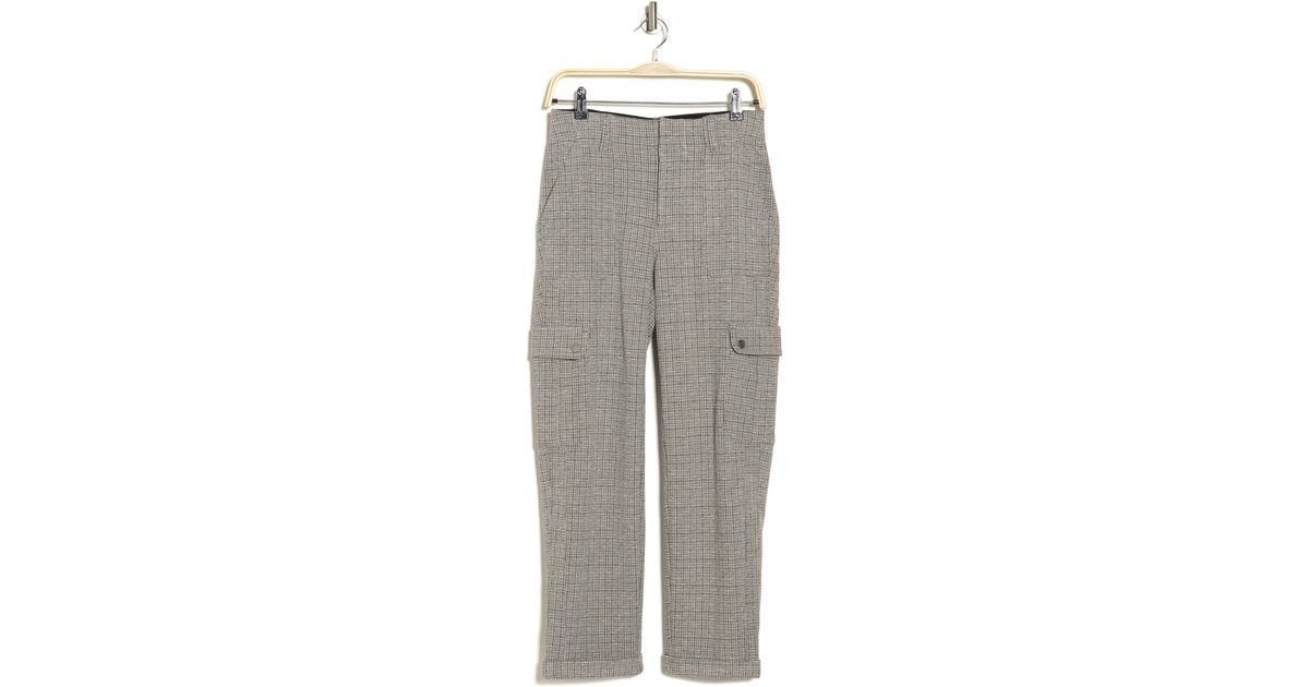 Democracy Ab Tech Plaid High Waist Cuffed Cargo Pants in Gray Lyst