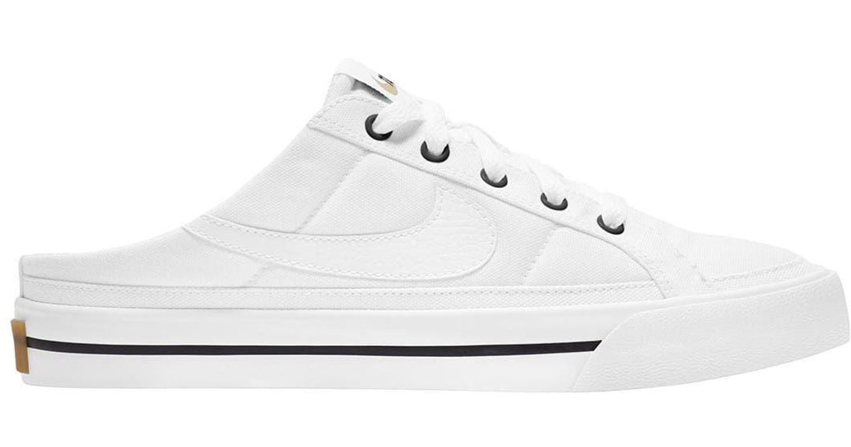 Nike Canvas Court Legacy Mule In White/white/black At Nordstrom Rack | Lyst