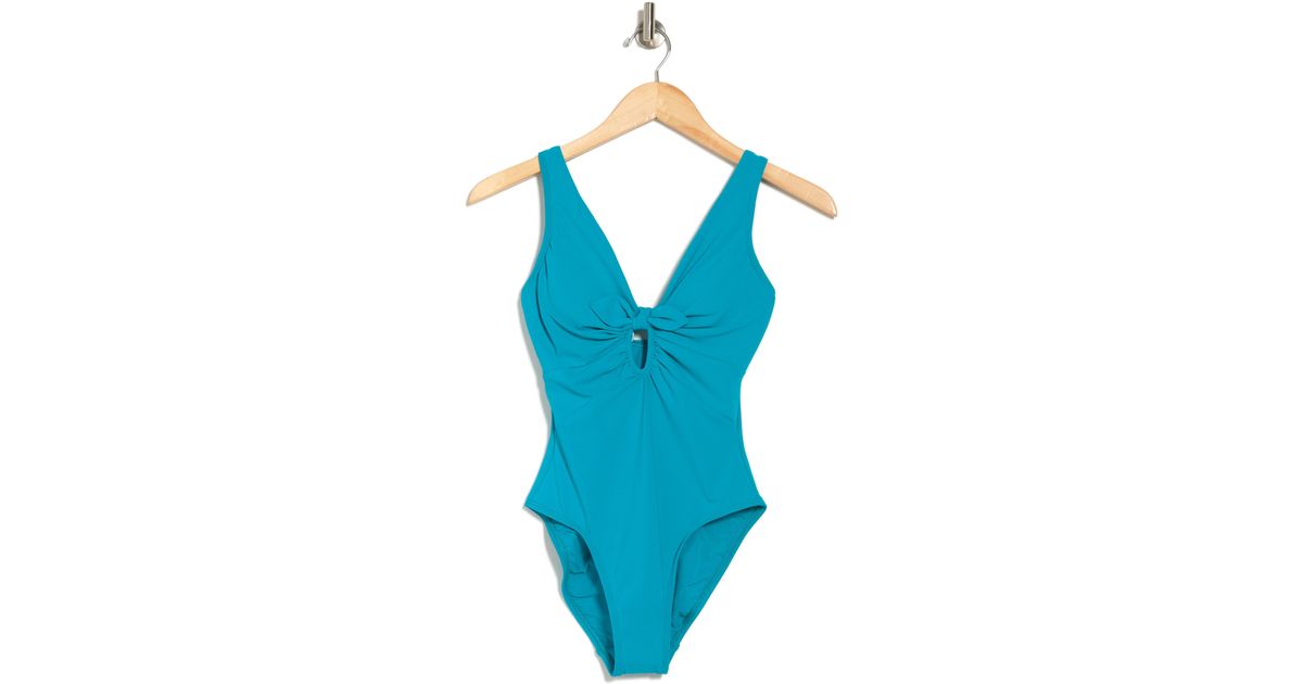 Robin Piccone Ava Plunge Underwire One-piece Swimsuit in Blue - Lyst