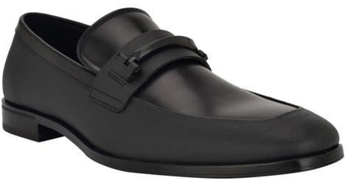 Mocassini Uomo GUESS Haines, Punta Quadrata In Ecopelle Nera, Comfort Memory Foam