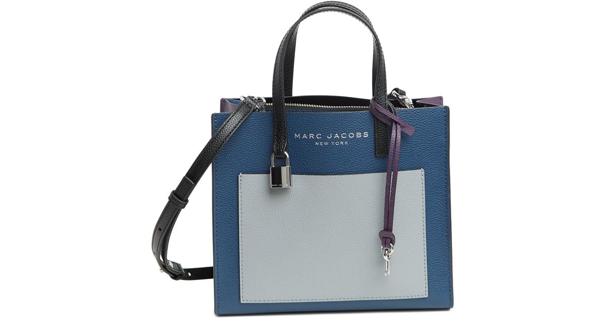 Marc Jacobs Mini Grind Colorblock Leather Tote Bag In Azure Blue Multi
