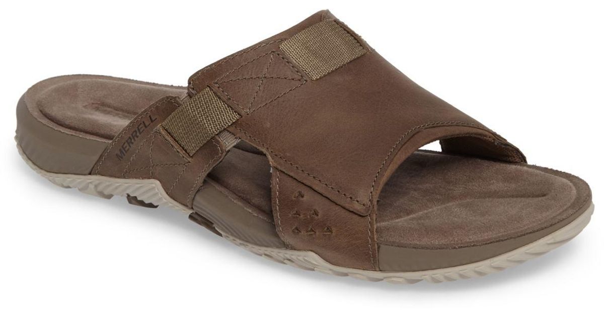 Merrell Leather Terrant Slide Sandal (men) in Brown for Men - Lyst