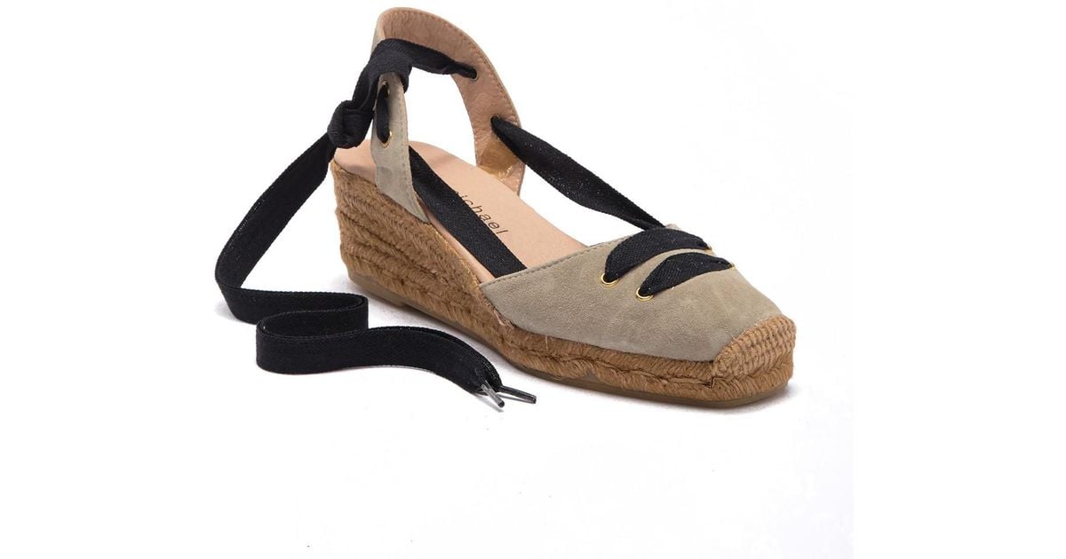 Natural Lyst Esapdrille Bojo Lace Up Sandal Michael Eric O0XZwknN8P