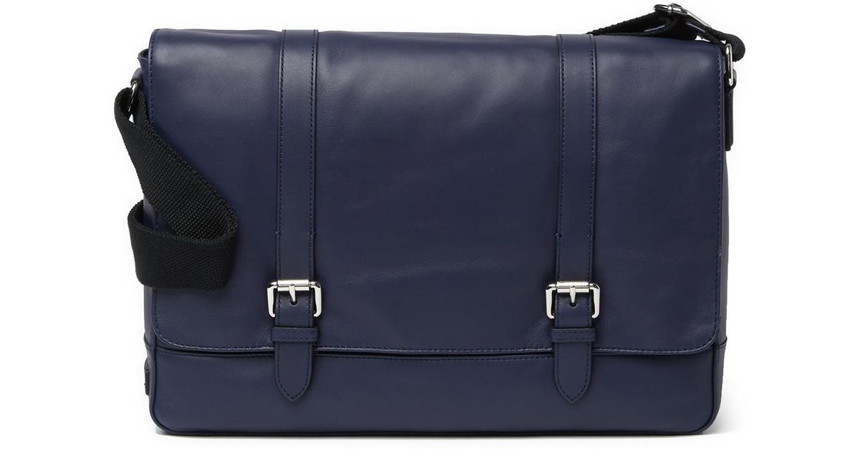 Cole Haan Smooth Leather Messenger Bag in Navy (Blue) for Men Lyst