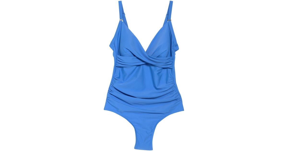 Calvin Klein Twist Tummy Control One-piece Swimsuit in Blue | Lyst