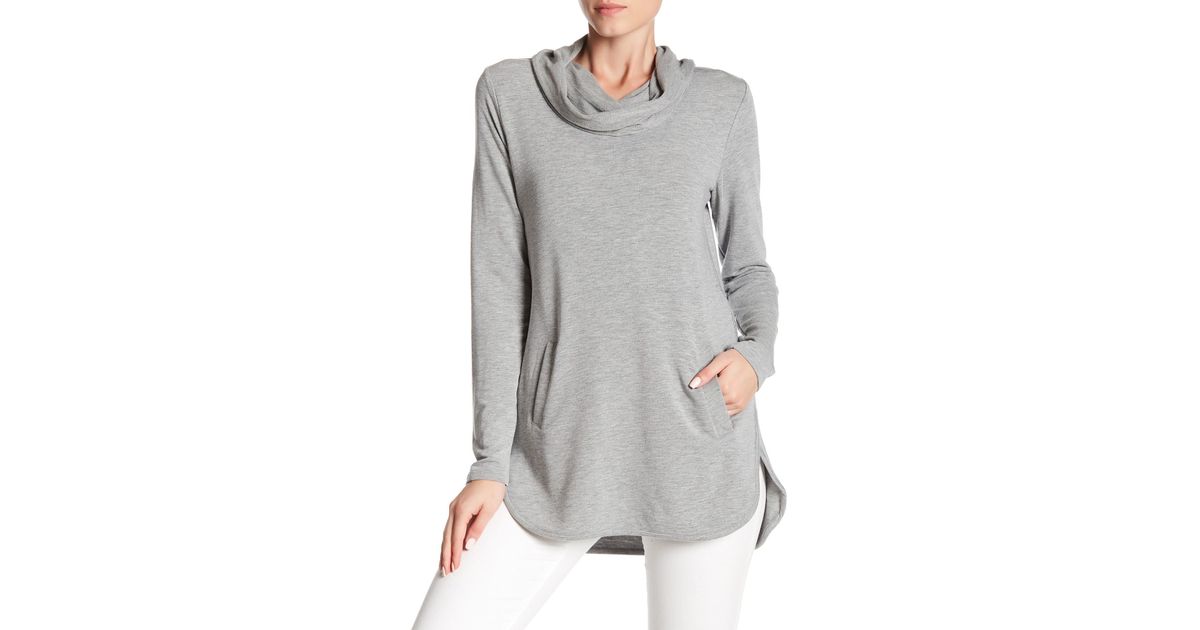 cable and gauge cowl neck sweater