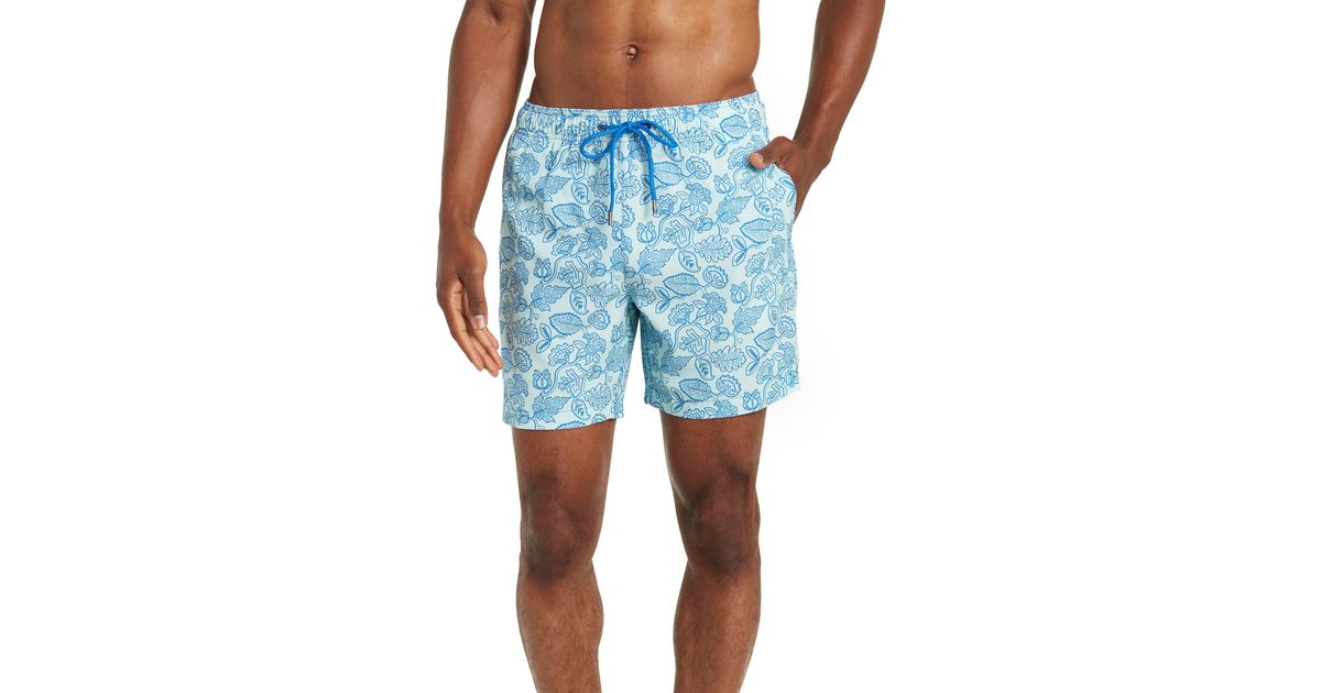 Mr. Swim Synthetic Mr. Swim Leafy Floral 4way Swim Trunks In Baby Blue