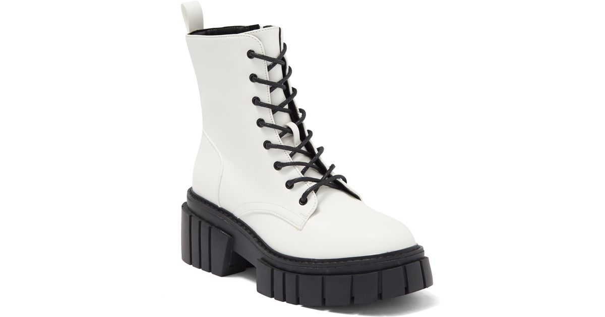 Madden Girl Philly Lug Sole Combat Boot In White Paris At Nordstrom