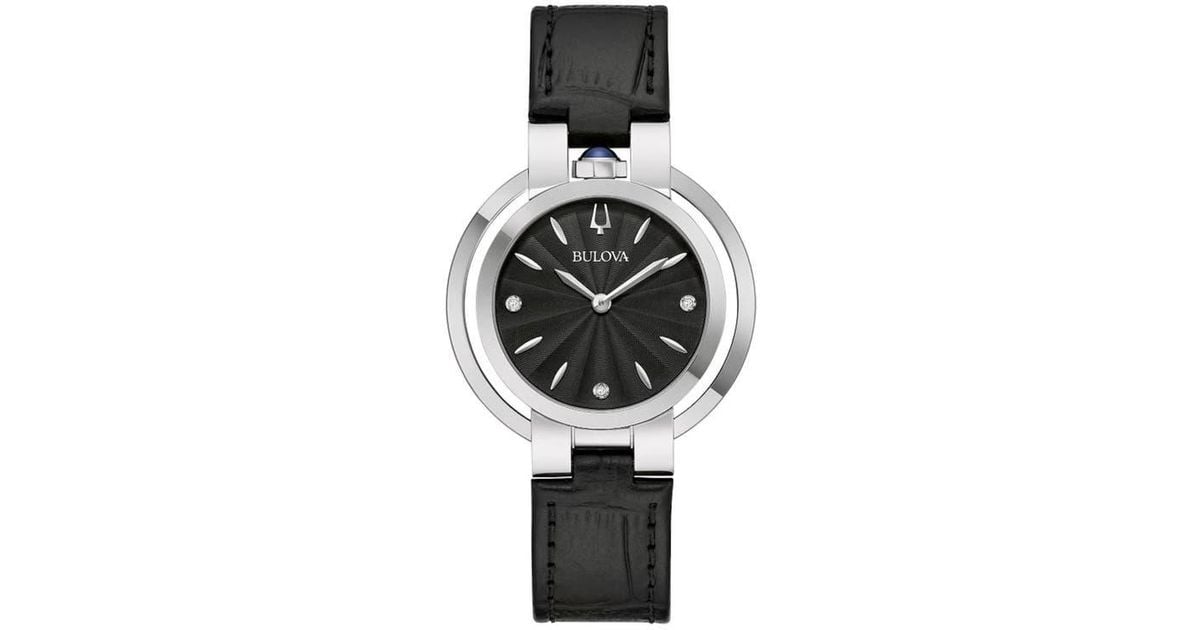 Bulova Diamond Quartz Black Strap 35mm Watch Pre-Owned Bulova 35mm Steel Diamond Dial Quartz Watch 96D18  main image 3