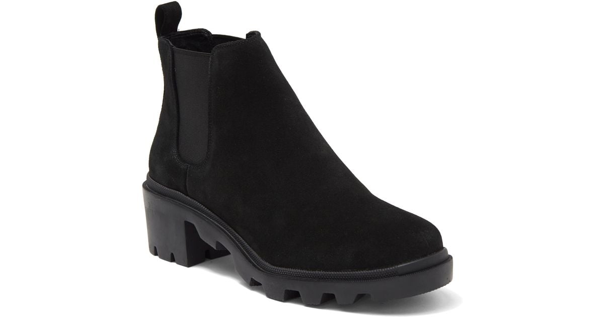 Steve Madden Hadlee Lug Sole Chelsea Boot In Black Suede At Nordstrom Rack Lyst