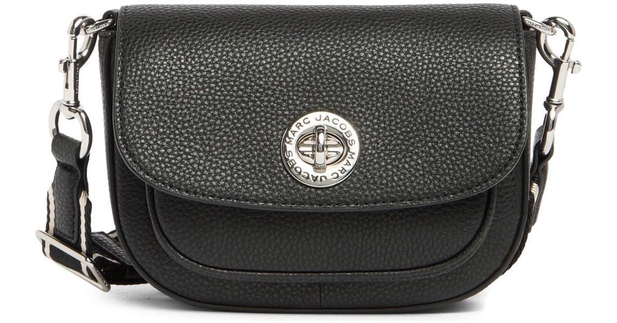 Marc Jacobs Signet Turn Lock Leather Saddle Bag in Black | Lyst