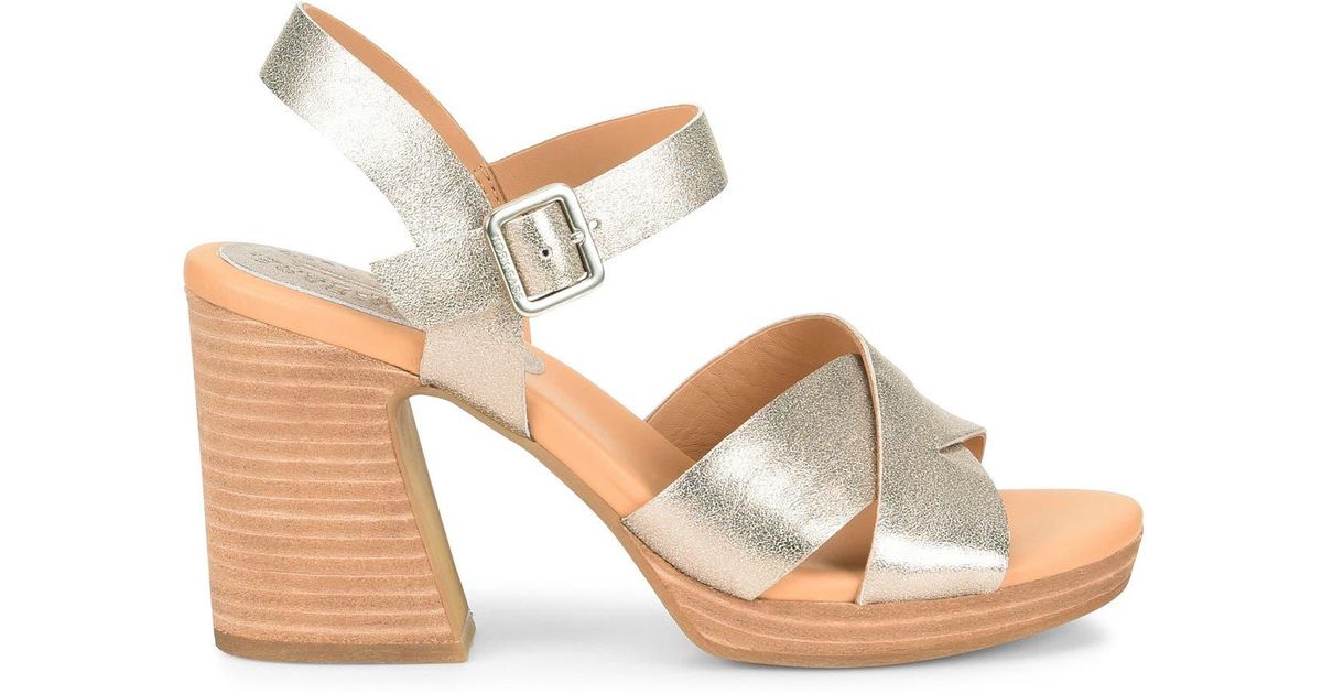 KorkEase ® Kristjana Block Heel Sandal In Gold Metallic At Nordstrom