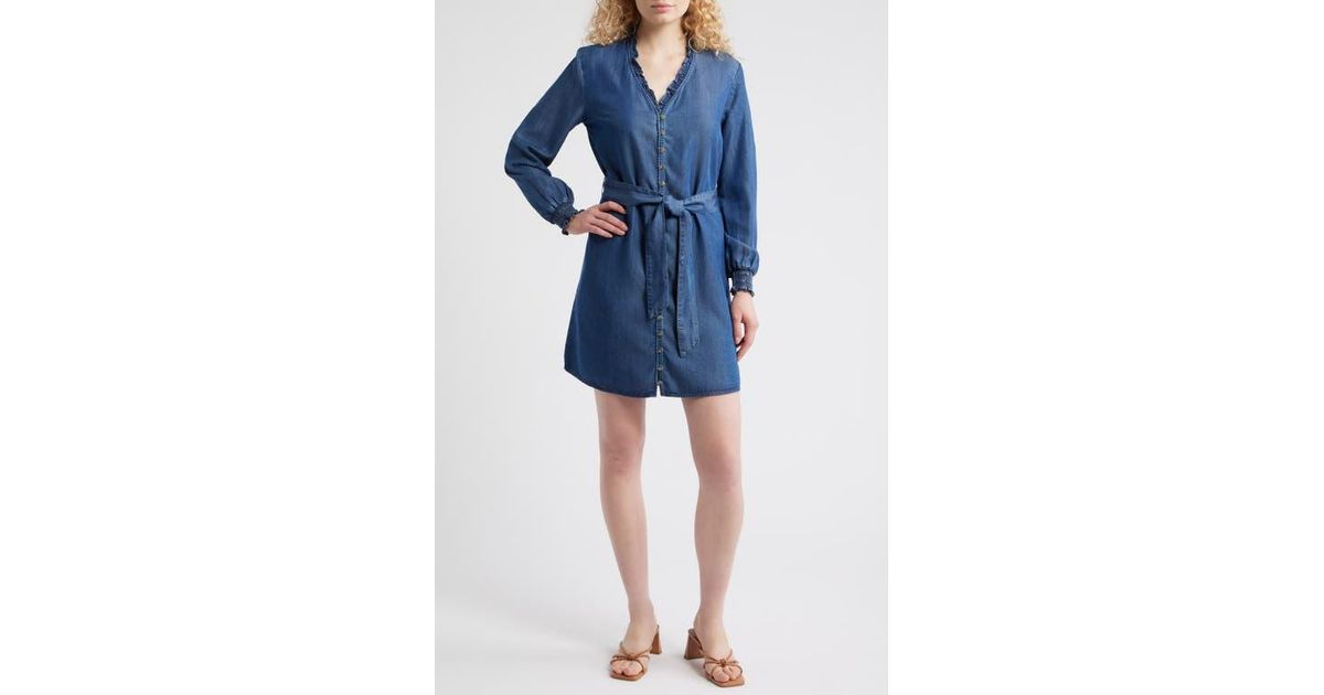 cloth and stone denim dress Women's & Dresses 75% Cotton 22% Polyester 2% Viscose 1% SpandexImportedAvailable In Plus Sizes Cloth & Stone Ruffle Trim