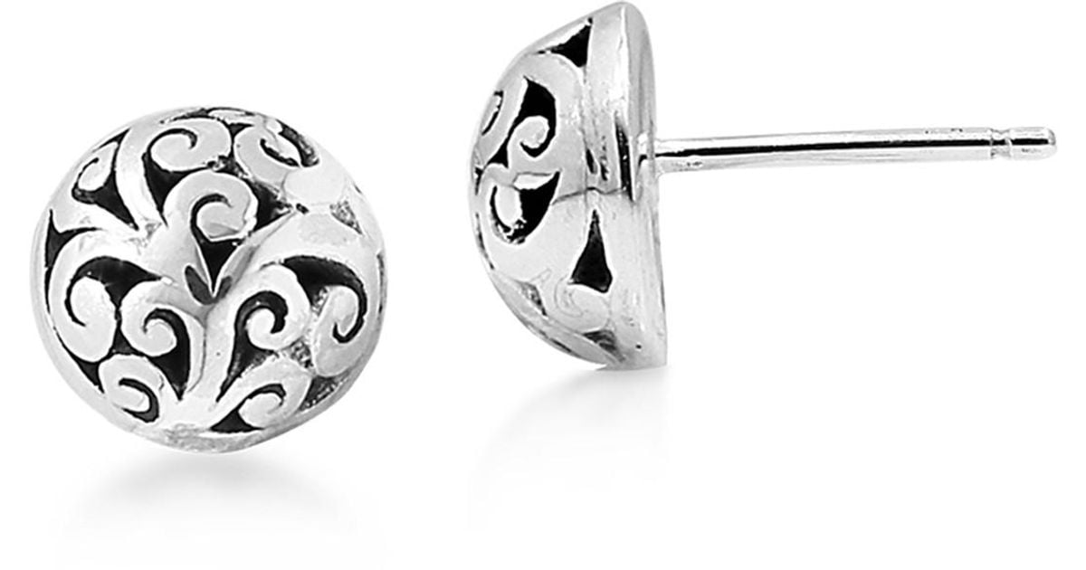 Lois Hill Sterling Silver Scroll Design Round Stud Earrings in Metallic |  Lyst