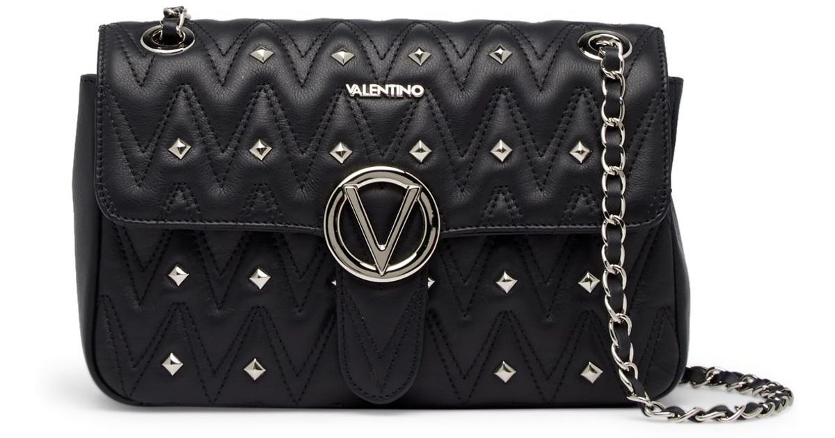 valentino by mario valentino studded leather shoulder bag