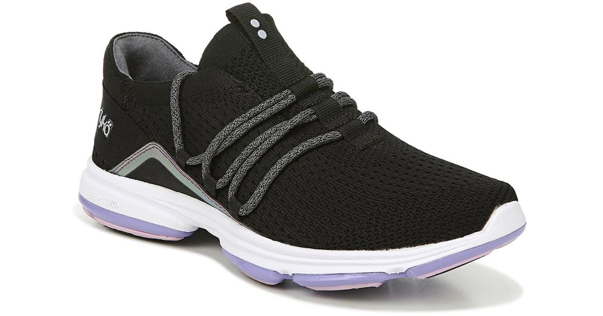 Ryka Satin Devotion Flex Walking Shoe in Black/Purple (Black) Save 31