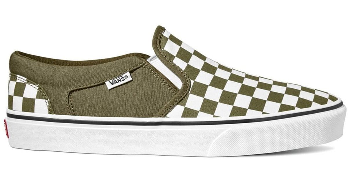 Vans Canvas Asher Checker Print Slipon Sneaker for Men Lyst