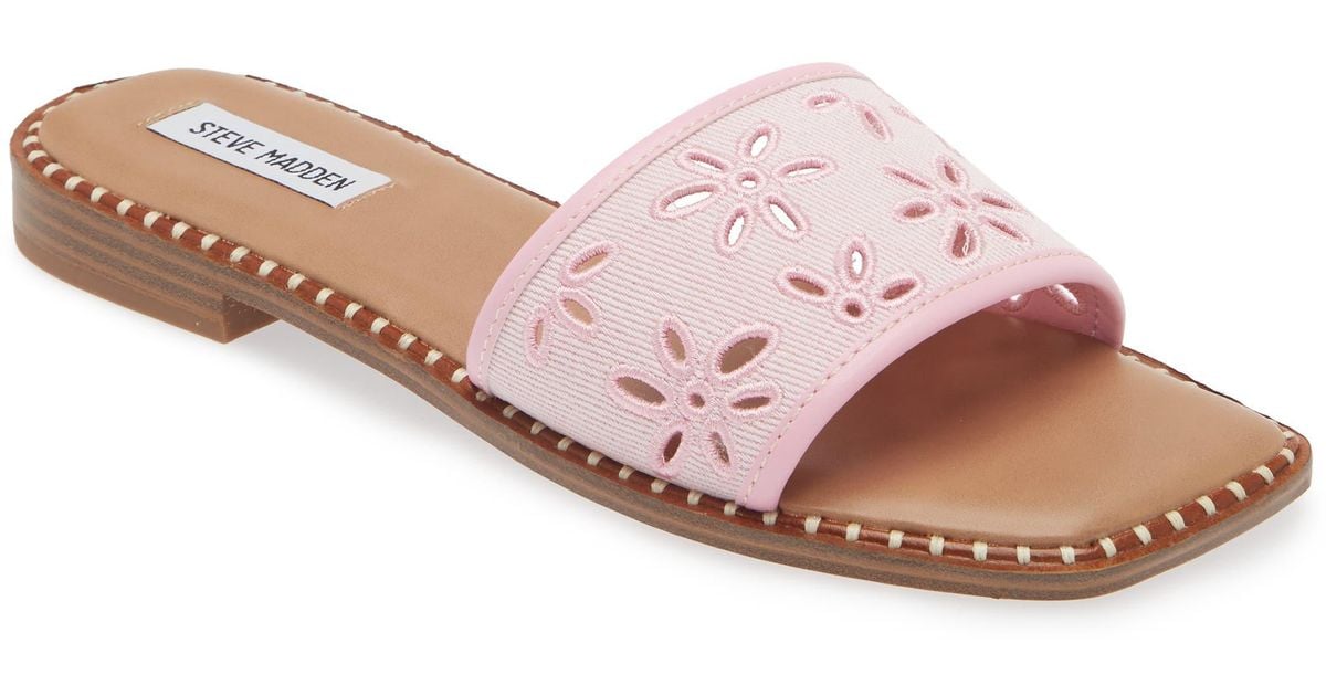 Steve Madden Nolitta Embroidered Eyelet Slide Sandal in Pink Lyst