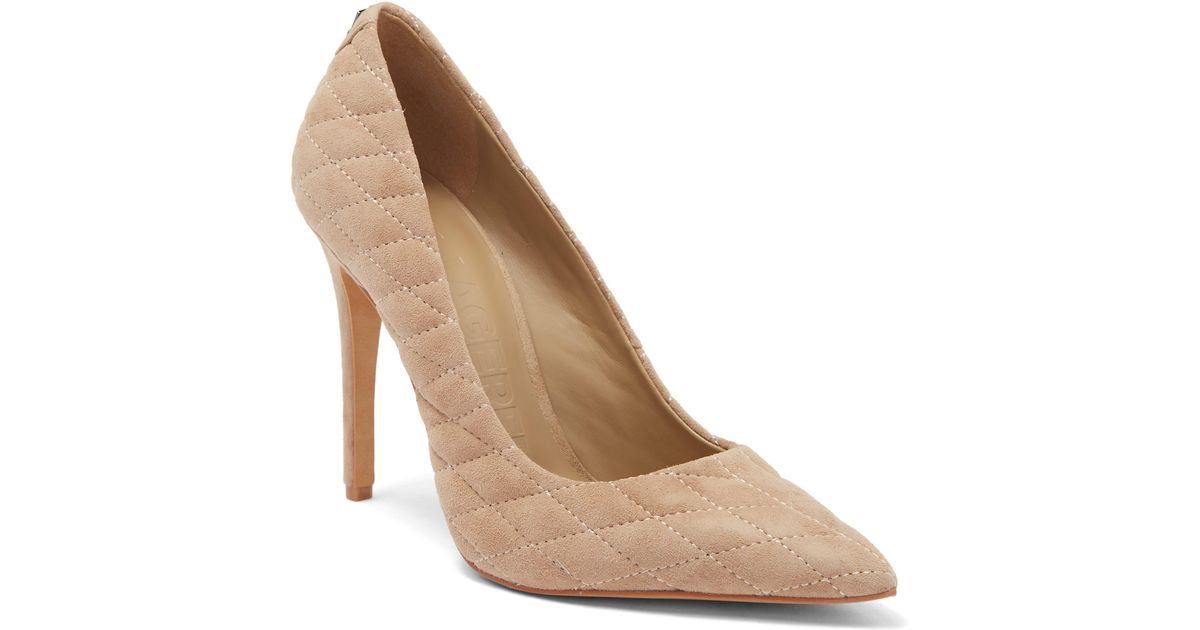 Karl Lagerfeld Cailey Quilted Suede Stiletto Pumps in Brown | Lyst